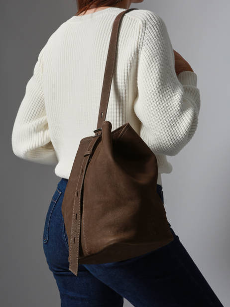 Sac Bandoulière Cavalier Nubuck Cuir Etrier Marron cavalier nubuck ECAN126M vue secondaire 3